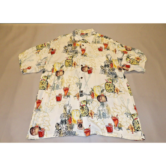 Big Dogs Shirt XL Tropical Hawaiian Cocktails Vacay Button Up Vintage 90s - Picture 1 of 10